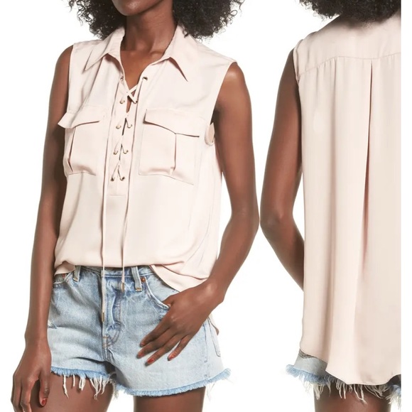 L’acadamie blush pink sleeveless safari top - Picture 1 of 7